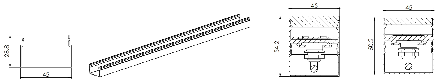 Typ 1, AL-Montageprofil, 1 m/Stk.