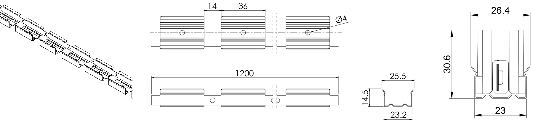 Typ 1, rostfreie Installationskette (1,2 m pro St&uuml;ck)
