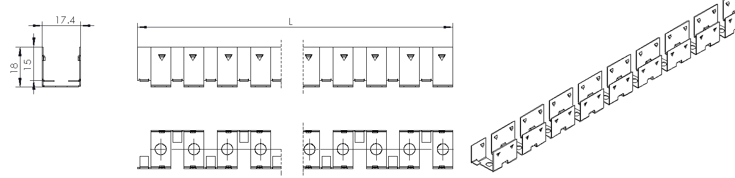 Typ 3, Installationskette aus Edelstahl SUS316 f&uuml;r Au&szlig;enanwendung