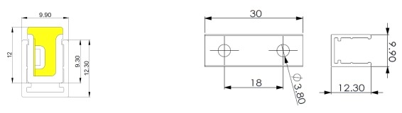 9,1 AL-Profil (1 m/St&uuml;ck) und AL-Clip (30 mm/St&uuml;ck)